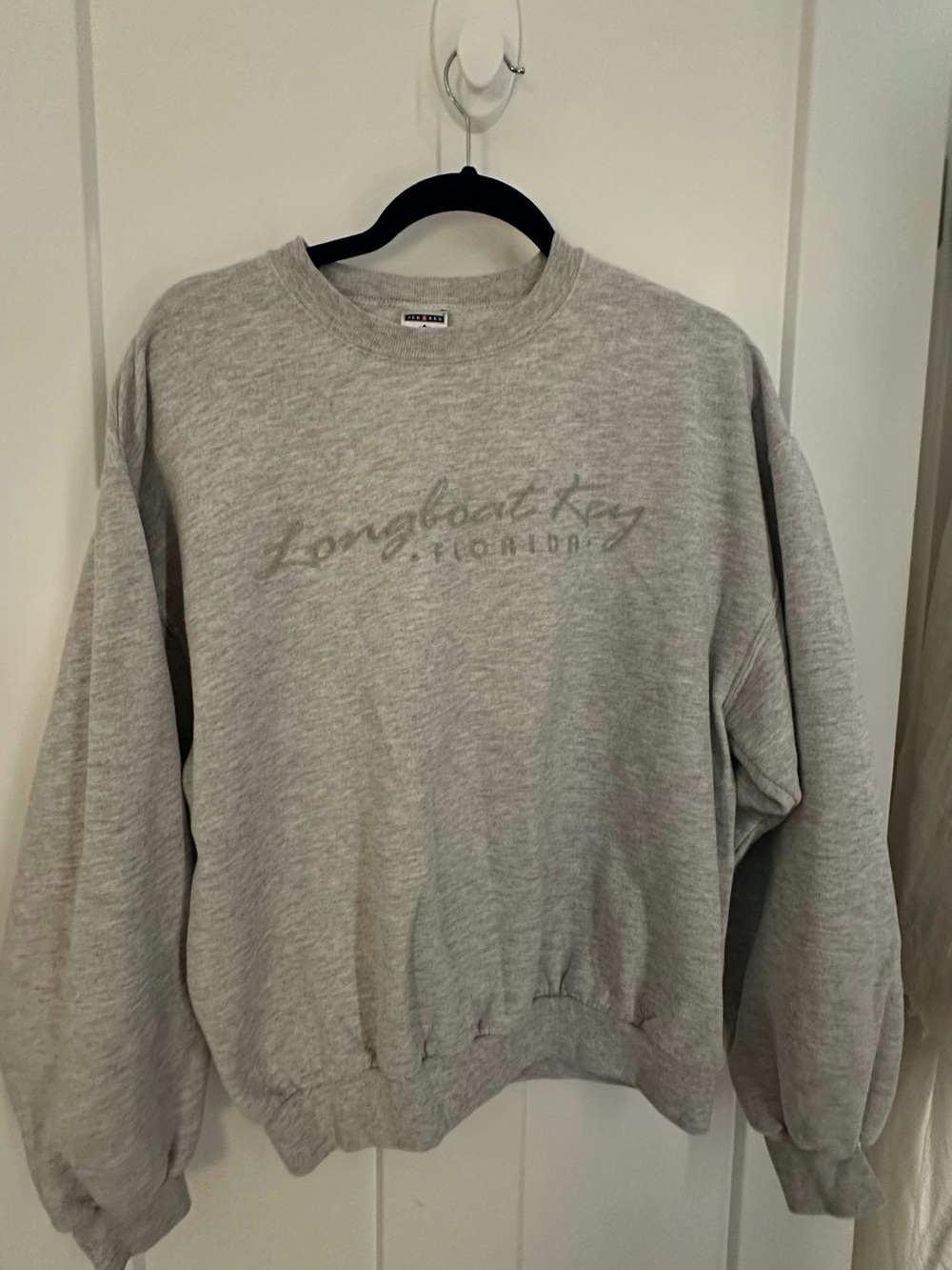 Longboat Key Florida Men's Crewneck Sweatshirt Jerzees L grey